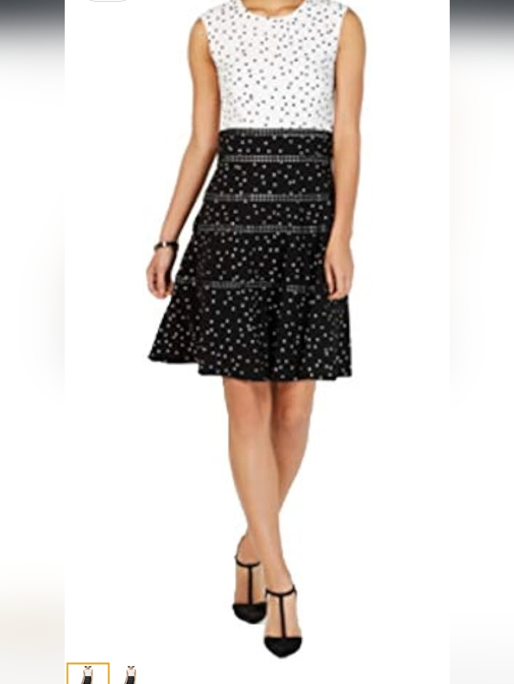 Taylor Black and White Polka Fit & Flare Dress